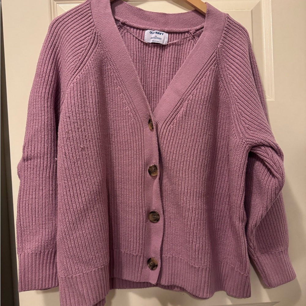 Old Navy Pink Mauve Ribbed Button-Front Cardigan